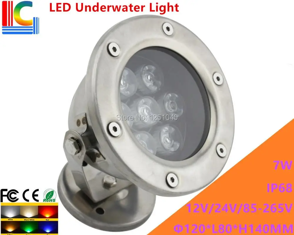 

7W LED Underwater Light 12V 110V 220V Rotary Underwater Floodlight IP68 Waterproof Outdoor Spotlight Pond Lamp 2PCs/Lot