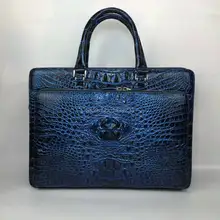 Натуральная крокодиловая кожа кожаный портфель для ноутбука для мужчин сумка Роскошная кожа aligator кожа мужская деловая сумка разноцветный синий