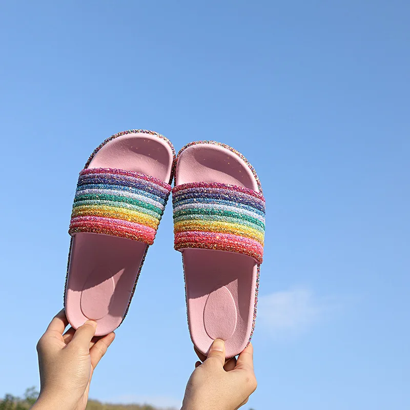 rainbow glitter sandals