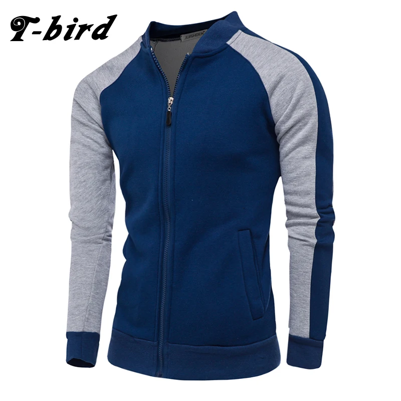 

T-bird 2018 New Zipper Cardigan Sweatshirt Men Hoodies Stitching Pullover Autumn Winter Brand Casual Jacket Moletom Masculino 4X