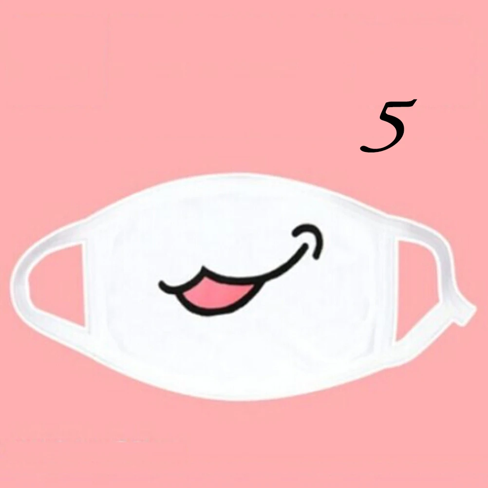 1 шт., милая противопылевая маска, хлопковая маска для губ, милая мультяшная маска для лица в стиле аниме, маска для лица, маска для смайликов Kpop - Цвет: Белый