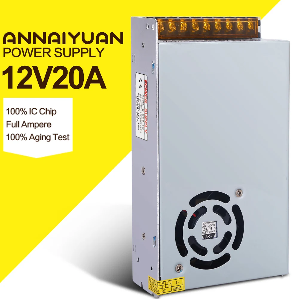 20A 240 Вт DC Мощность Трансформаторы 12 В AC100 S 120 светодиодный Drive switc Питание адаптер
