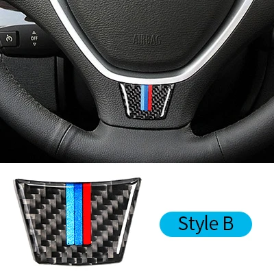 Углерода Волокно рулевое колесо Стикеры м полосы эмблема 3D автомобиля Стикеры для BMW E70 E71 2008-2013X5X6 автомобиль Средства для укладки волос - Название цвета: Style B