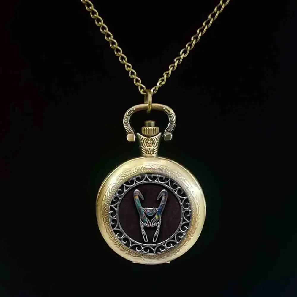 

1pc Loki helmet crystal pocket watch jewelry Cabochon