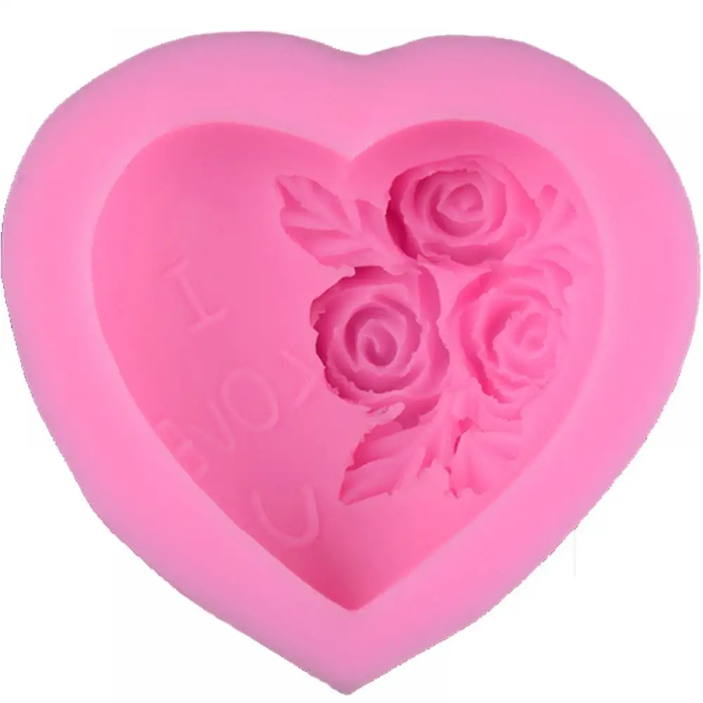 

3D Silicone Soap Mold Heart Love Rose Flower Chocolate Mould Candle Polymer Clay Molds Crafts DIY Forms For Cheap Soap Base Tool