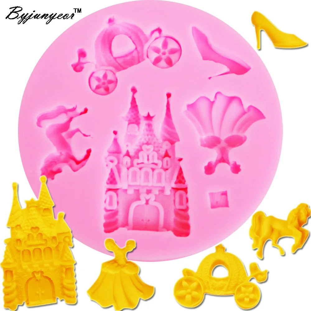 Byjunyeor M558 Coach High Heel Horse Castle UV Resin Silicone Mold Fondant Chocolate Candy Lollipop Crystal Epoxy Soft - Цена: 201,26 руб.