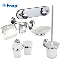 Frap modern style 1set towel robe hooks double cup holder Soap Dishes Toilet Brush Paper Holder 5 pcs Bath Accessories F15T5