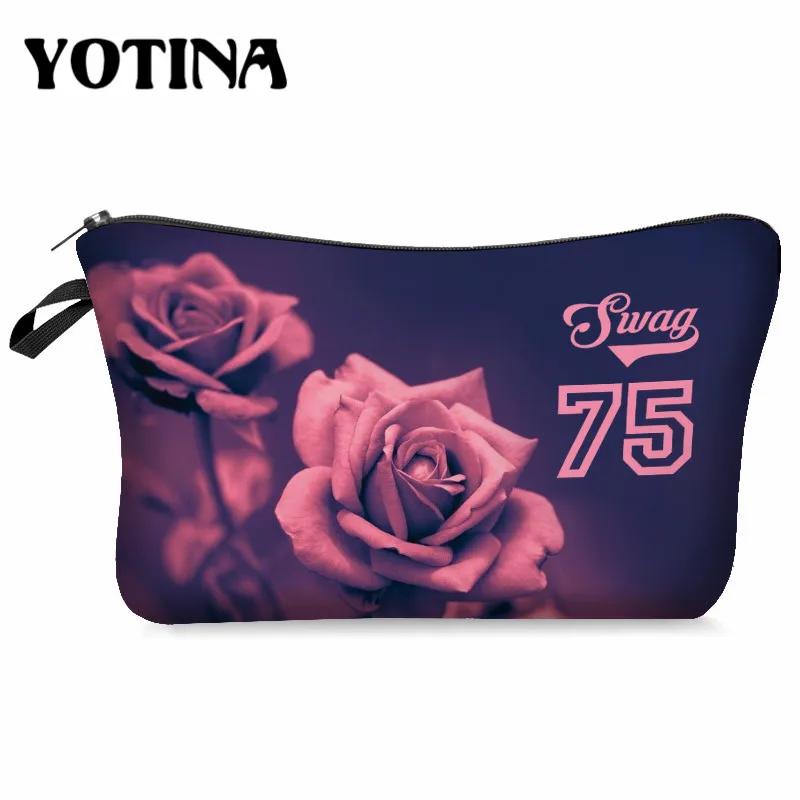 

Yotina Makeup Bag Women Cosmetic Bag With Multicolor Pattern Floral 3D Printing neceser Toiletry Bag Travel makeup Organizer