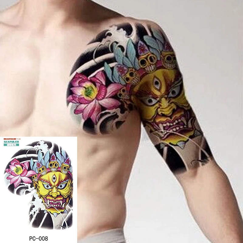 Large size temporary tattoo on chest body arm shoulder cool fake