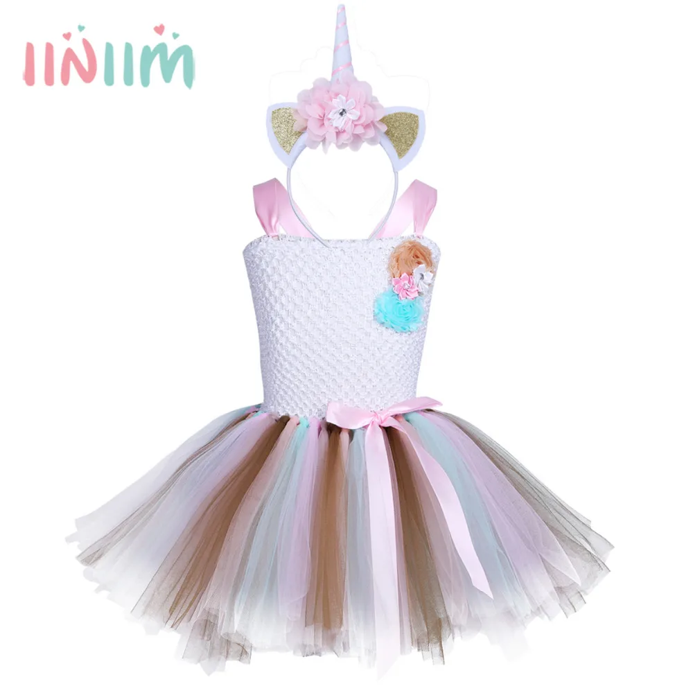 Novelty Kids Girls Outfit Party Dress Sleeveless Colorful Tutu Dress with Hair Hoop Halloween Cosplay Role Play Costumes Set Novelty Kids Girls Outfit Party Dress Sleeveless Colorful Tutu Dress with Hair Hoop Halloween Cosplay Role Play Costumes Set