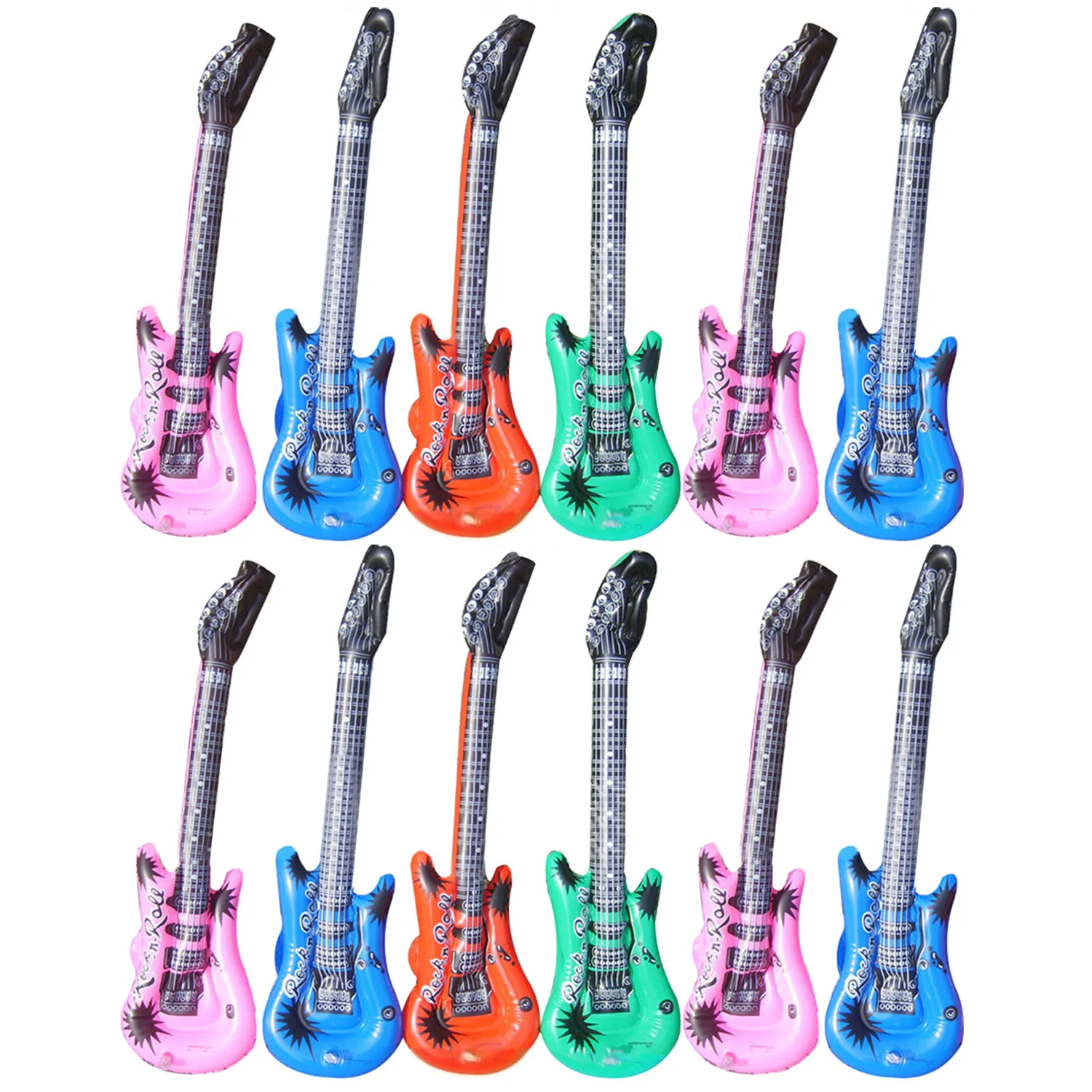 

Bevigac 12Pcs Inflatable Guitar Shape Decorative Accessory for Swimming Pool Party Home Decorations Children's Day Gift