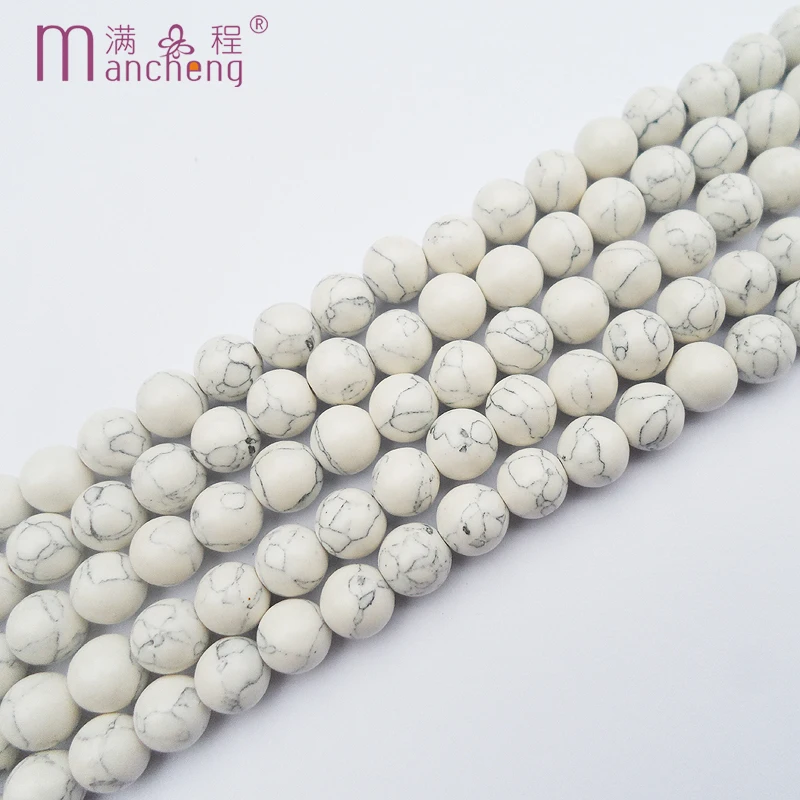 

Natural Semi-precious Round 10MM Howlite White Turquoises Stone Bead Fit Charm Beads For Jewelry bracelet Making (37-38 beads)