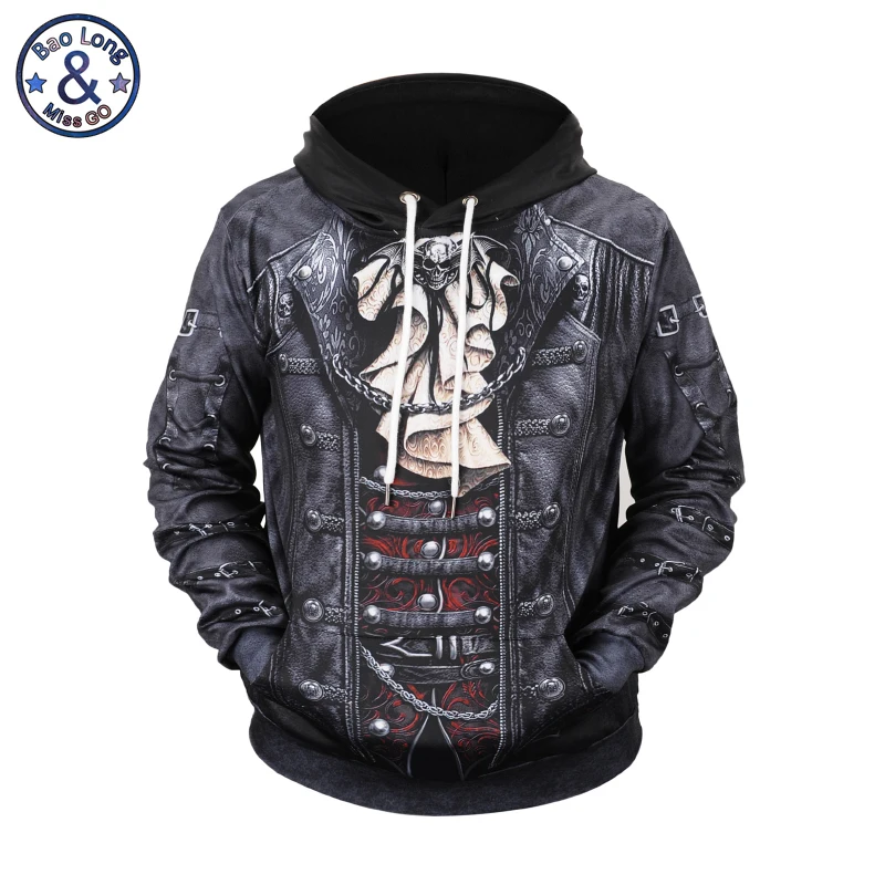 

Mr.BaoLong funny design Halloween Assassin Skull 3D printed hooded hoodies men's drawstring hoodies pullover sweatshirt H202