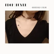 Модный простой золотой и цвет розового золота жесткий металл 1 см широкое Колье чокер для женщин