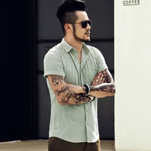 Новинка года мужские летние повседневные льняные рубашки мужчин сплошной стройная фигура Рубашка высокого качества мужчин британский стиль популярные рубашка мужская мода дизайн