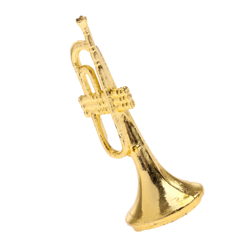 1 Piece 1/12 Dollhouse Miniature Musical Instrument Bend Brass Model Mini Figures Accessory Kids Pretend Play Toy