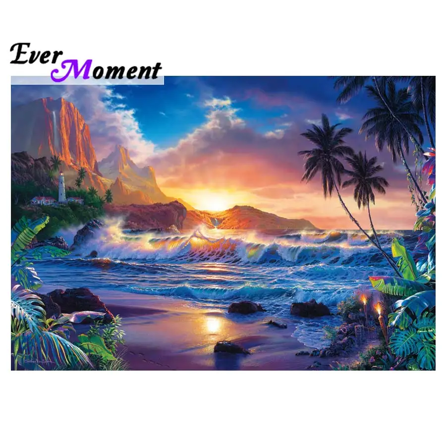

Diamond Embroidery 5D DIY Diamond Painting Seaside Scenery Square Diamond Painting Rhinestone Cross Stitch Decoration ASF646