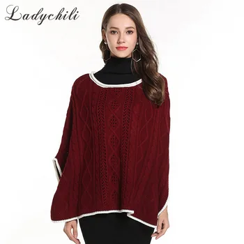 

Ladychili Women's Clothing Over Sized Spring Autumn Cloak Sweater Hollow Out Argyle as Handmade Sweater Outwear Top S38-1