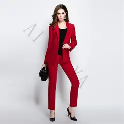 Куртка + брюки женские Бизнес костюмы черный и красный цвета женские офисные форма Женские зимние костюмы для торжественных случаев 2 шт