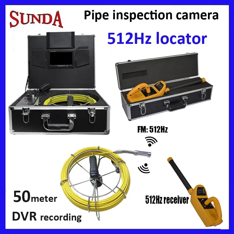 

locator 512hz pipeline inspection camera system with 512hz transmitter and receiver full set,dvr video&audio record 50m cable