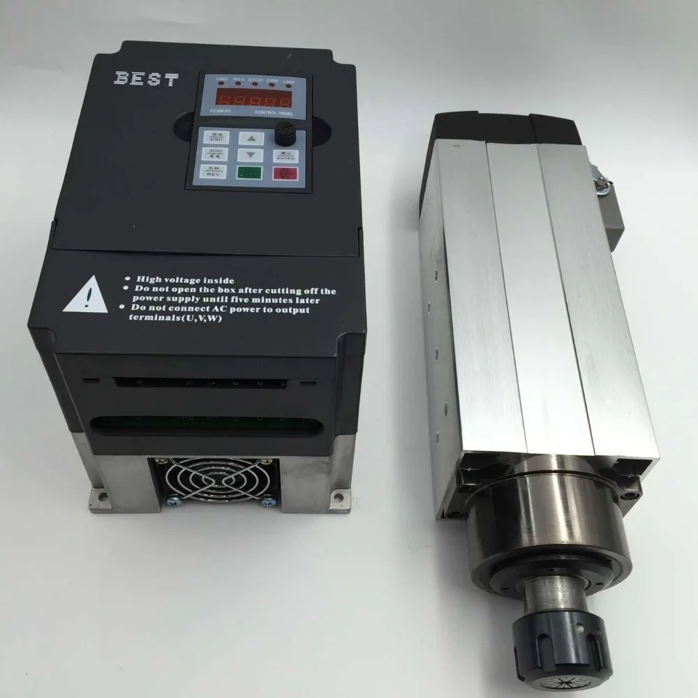 

1.5KW Air Cooled ER20 Spindle Motor 220V &VFD Variable Frequency Driver Inverter