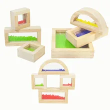Детские развивающие игрушки Монтессори обучающий материал деревянные сенсорные блоки с бусинами цвета радуги Качественные акриловые блоки 8 шт