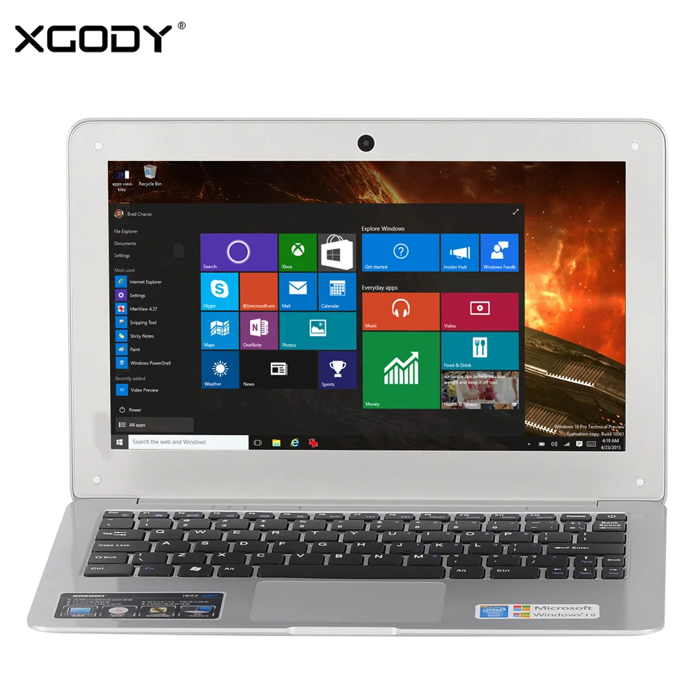

XGODY I802 11.6 inch Windows 10 Laptop 2GB RAM 32GB ROM Intel Atom Z3735F 1.8Ghz Notebook Computer WiFi OTG HDMI 10000mAh