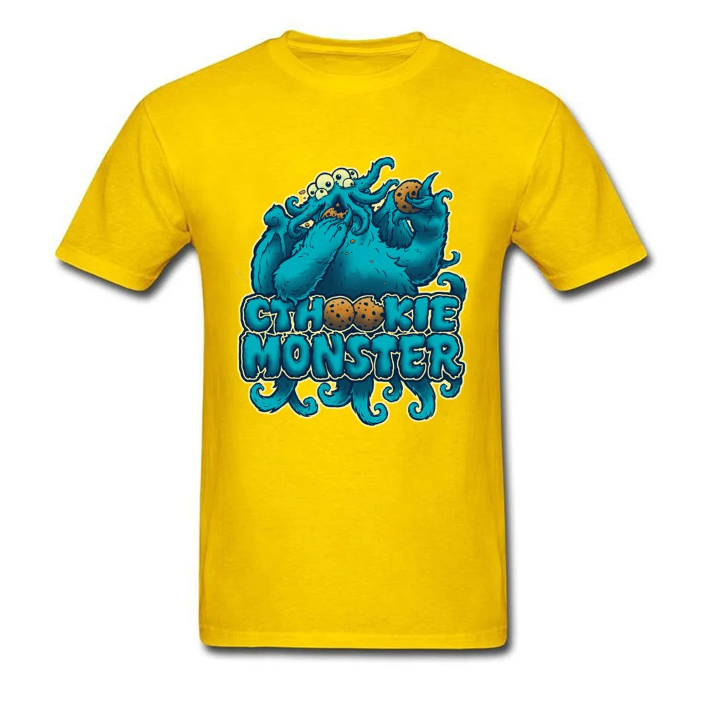 cthookie monster 5175 Tops Shirt Brand New Crewneck Printed On Short Sleeve Pure Cotton Men Top T-shirts Design Tee-Shirts cthookie monster 5175 yellow