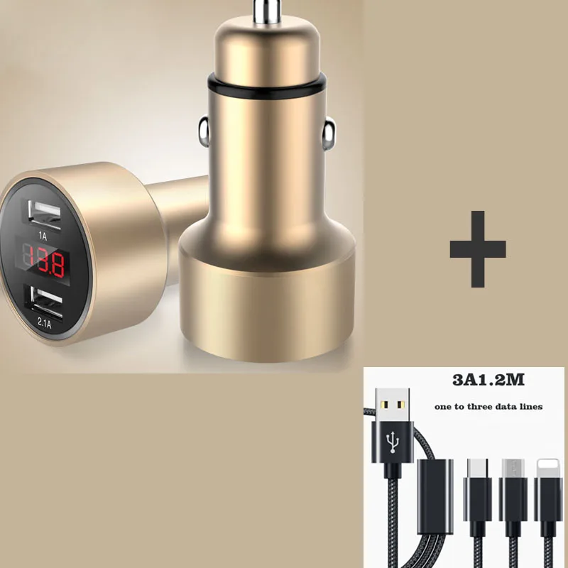 Fiuzd 3.1A Display metal car charger For Iphone X XS XR 8 7Plus Universal Phone USB Charger for Huawei p30  P20 P10pro lite Tablet etc5-5