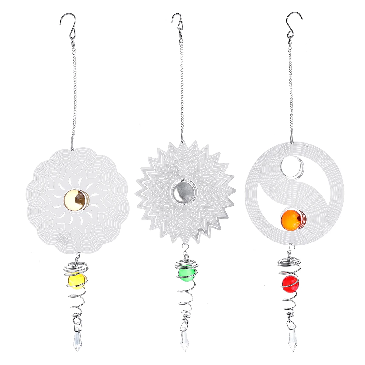 3D из металла нержавеющая сталь повернуть Wind Chime Тихая Вихрь перемещение вращающихся ветра навесной домашний декор окна комнаты украшения