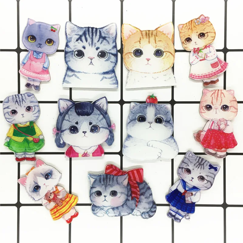 1 шт. Harajuku животное каваи Кот мультфильм акриловая брошь значки на рюкзак Одежда