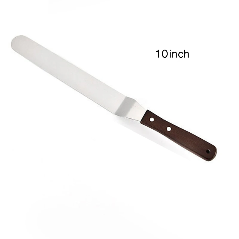 

10 Inch Smooth Cake Spatula Baking Small Tool Wooden Handle Butter Cake Cream Spatula Knife Cake Icing Frosting Spreader