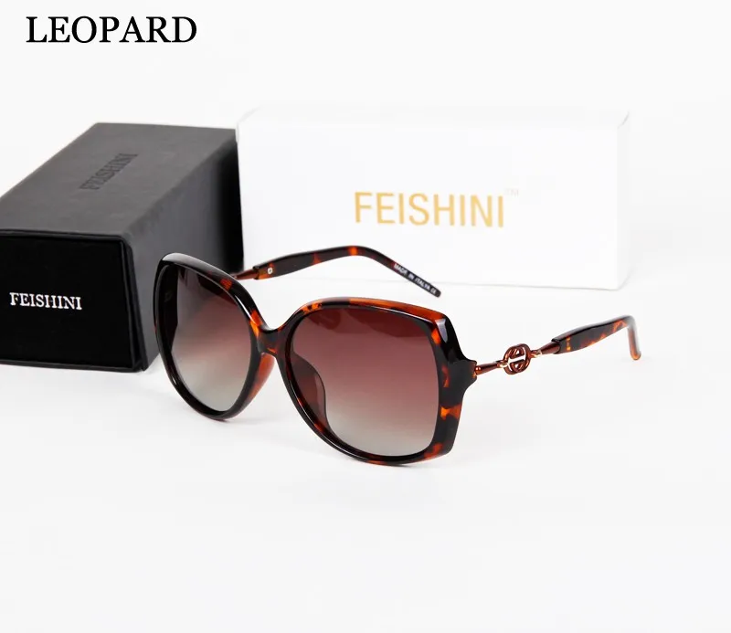 FEISHINI высокое качество FDA Мода вождения oculos de sol feminino HD UVA большая рамка градиентные солнцезащитные очки женские поляризованные винтажные