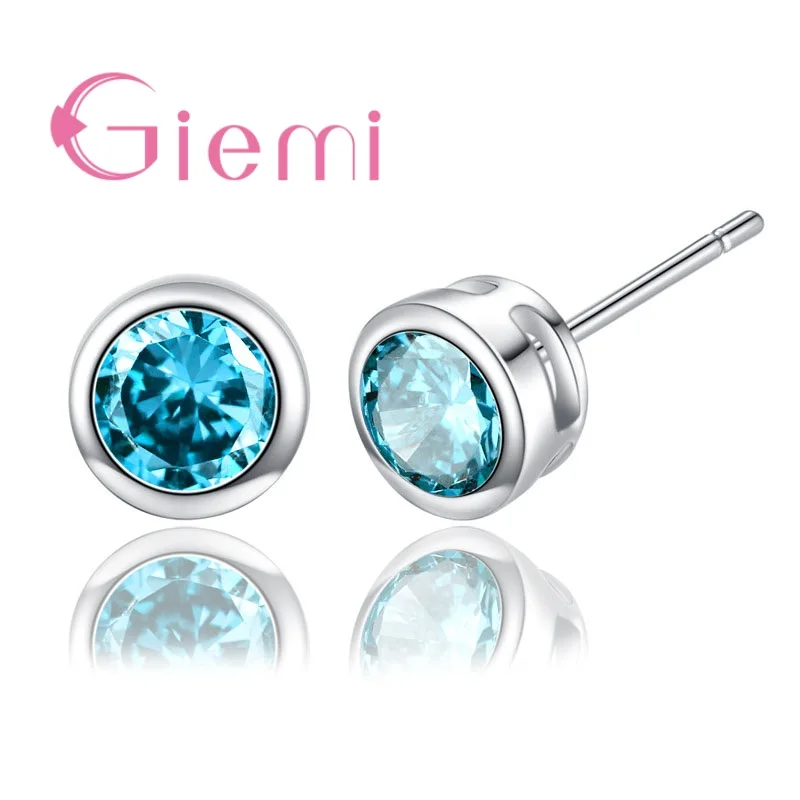 

Genuine Cute Small Round AAA CZ 925 Sterling Silver Round Stud Earrings For Women Girls Jewelry Best Engagement Bijoux