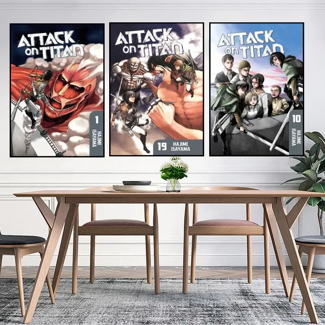 

Attack on Titan Poster Japanese Anime by Hajime Isayama White Cardboard Modern style Poster Home decor Art Wall Stickers B3