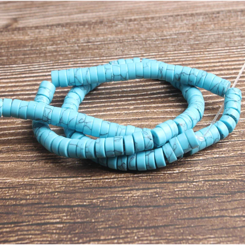 Blue Turquoise Lan Li, модные ювелирные изделия, 3x6 мм, разноцветные натуральные камни, бусины-разделители, сделай сам, женский браслет, ожерелье, серьги-гвоздики и аксессуары - Color: Blue Turquoise