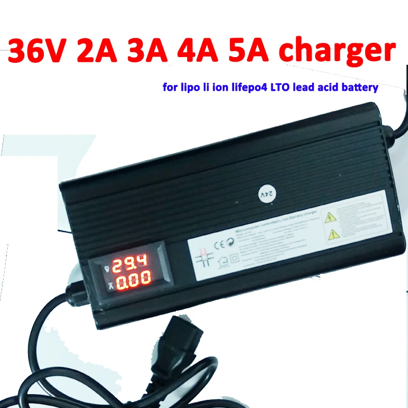 

36v 5A 4A 3A 2A charger Aluminum shell for lithium battery LTO 10S li ion lipo DC 42V battery 15S 43.8v lifepo4 smart charger