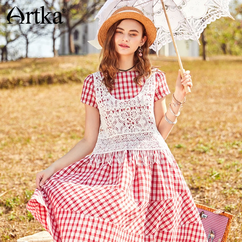ARTKA 2018 новые летние женские 100% хлопок o образным вырезом ручной вязки без рукавов