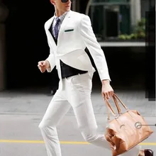 Белые мужские костюмы на одной пуговице модные смокинги Custome Homme Terno Masculino(куртка+ брюки+ галстук+ жилет+ носовые платки) Симпатичный крутой костюм