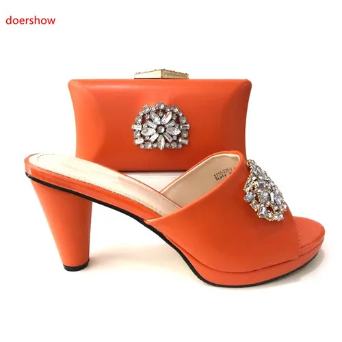 

doershow Shoes and Bag Sets for Women orange Shoes and Bag Set In Italy New African Shoes and Bag Set for Women Wedding !VG1-26