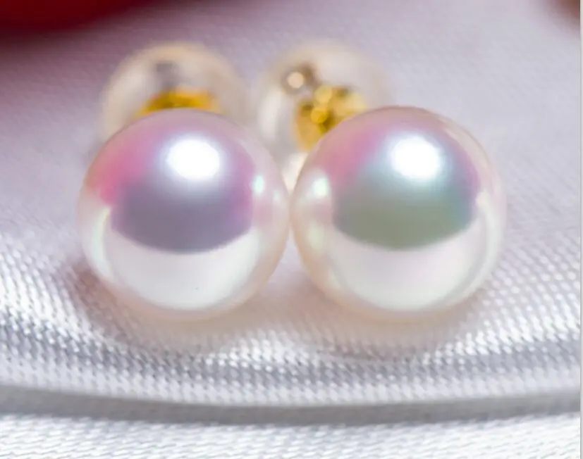 

Hot selling> wb002 AAA natural 9-10mm Australian south sea white pearl pearl earrings -Bride jewelry free shipping
