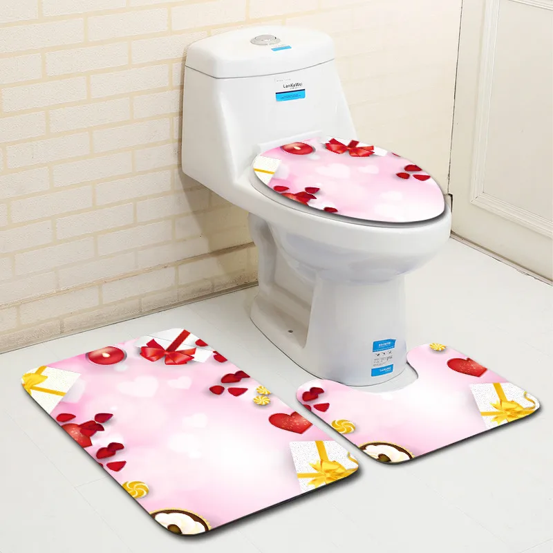 Zeegle Valentine узор 3 шт. Ванна набор ковриков коврик для ванной нескользящий пол в туалете Половики коврики для ванной фланелевая крышка для унитаза
