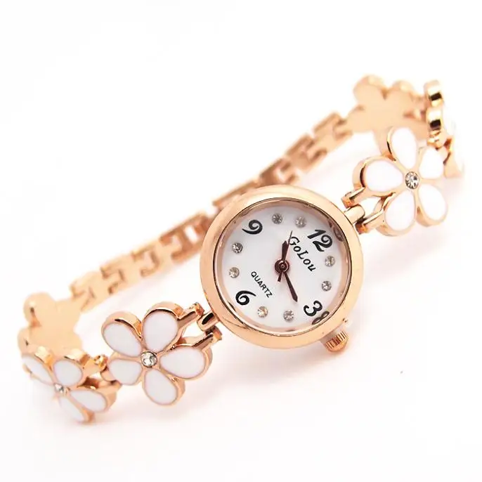 

Luxury Rose Gold Flower bracelet watches Women Ladies Crystal Dress Quartz Wristwatches Relogio Feminino GO122