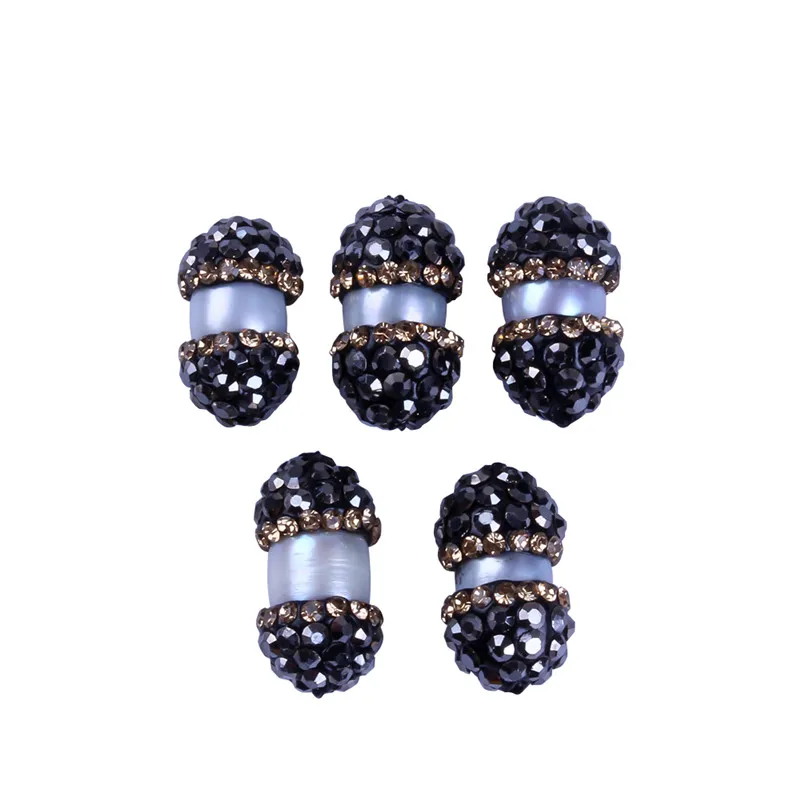 

1PC Trendy Natural Druzy Stone Pendant Cylinder Shape Pearl Paved Rhinestone Pendant Jewerly Making Connector