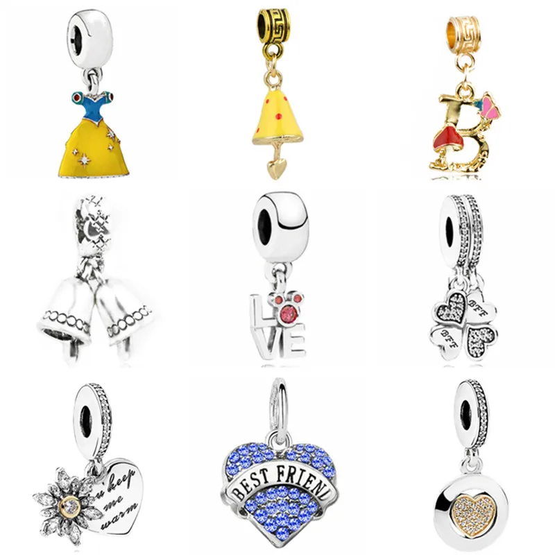 

Maxi Bell Love Heart Elephant Angel Wings Shell Enamel Alloy Pendant Beads Fit Pandora Charm Bracelets Femme DIY Making Jewelry