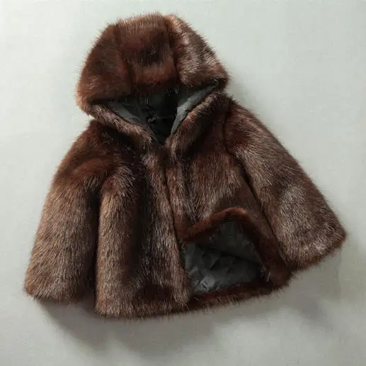 На осень-зиму пальто для детей с капюшоном и воротником Куртка manteau Hiver adolescente Filles из искусственного меха детская Толстая теплая верхняя одежда S822