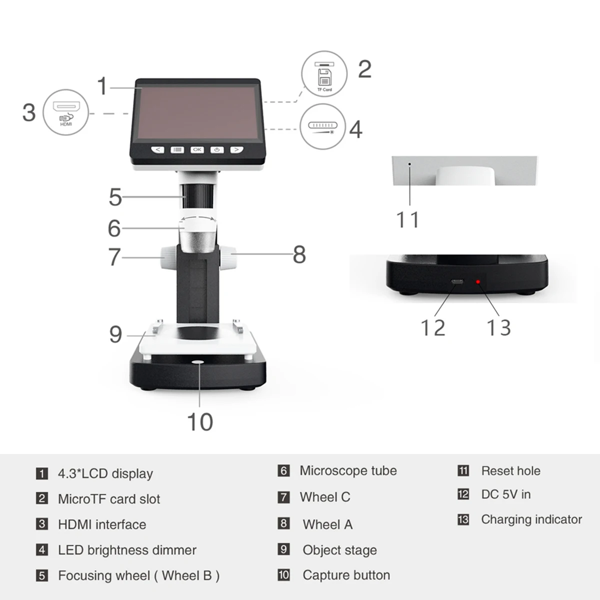 MUSTOOL G710 1000X4,3 дюймов HD 1080P портативный настольный ЖК-цифровой микроскоп разрешение 2048x1536 Высота объекта