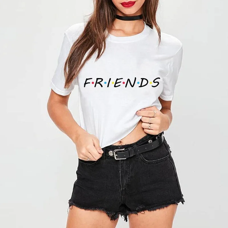 

FRIENDS Letter Print T Shirt Women Short Sleeve O Neck Loose Tshirt 2019 Summer Women Tee Shirt Tops Camisetas Mujer