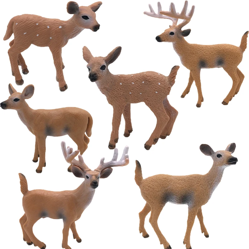 6 Style Action Figures Simulation Wild Animal Model Solid Whitetail