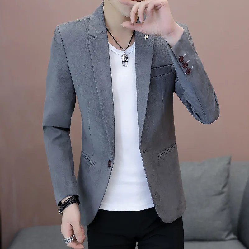 Korean Slim Men Casual Blazers and Jackets Full Sleeve Office Jacket